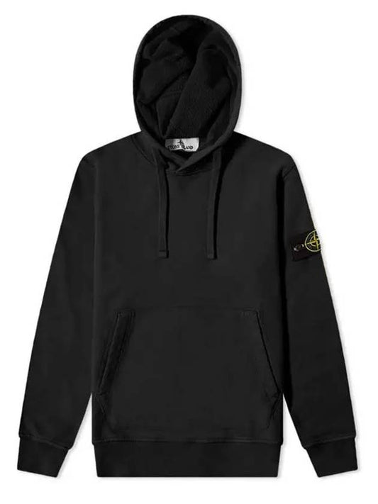 Wappen Patch Cotton Fleece Hoodie Black - STONE ISLAND - BALAAN 2