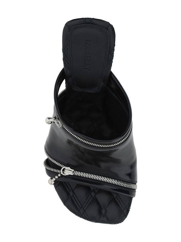 Peep Stiletto Heel Leather Mule Black - BURBERRY - BALAAN 5