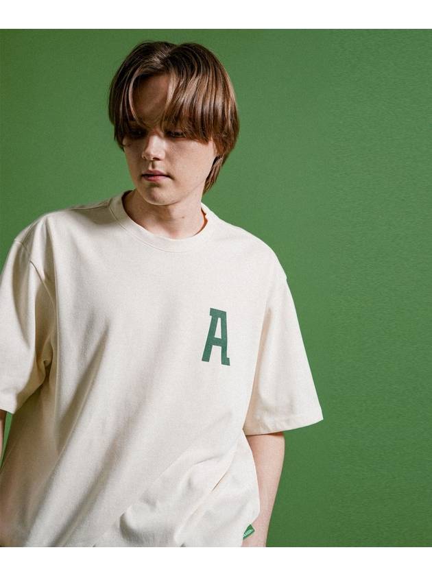 A logo short sleeve t-shirt cream - ALEX&AIDEN - BALAAN 5