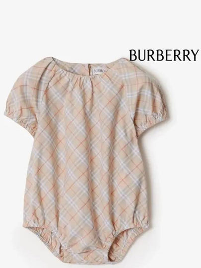 Baby Check Cotton Bodysuit Pale Stone 8094268 - BURBERRY - BALAAN 2