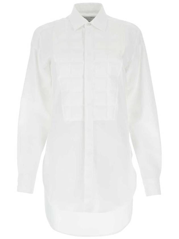 Women's Quilted Panel Silk Shirt White - BOTTEGA VENETA - BALAAN 2