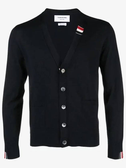 Men's Jersey Stitch V-Neck Cardigan Navy - THOM BROWNE - BALAAN 2