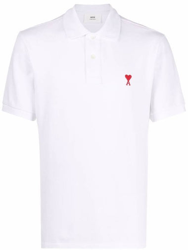 Heart A Logo Polo T Shirt BFHPL001760100BIANCO - AMI - BALAAN 1