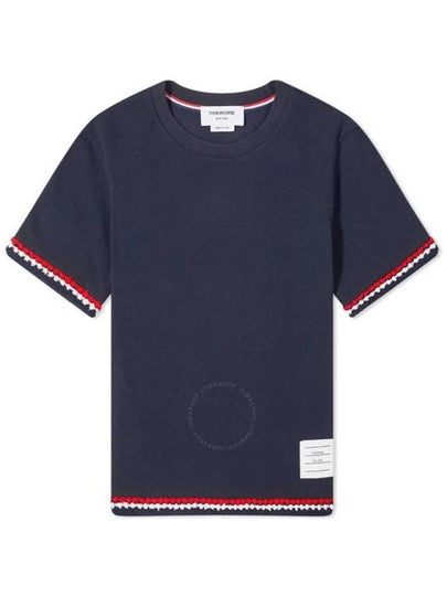 RWB Stripe Cotton Short Sleeve T-Shirt Navy - THOM BROWNE - BALAAN 2