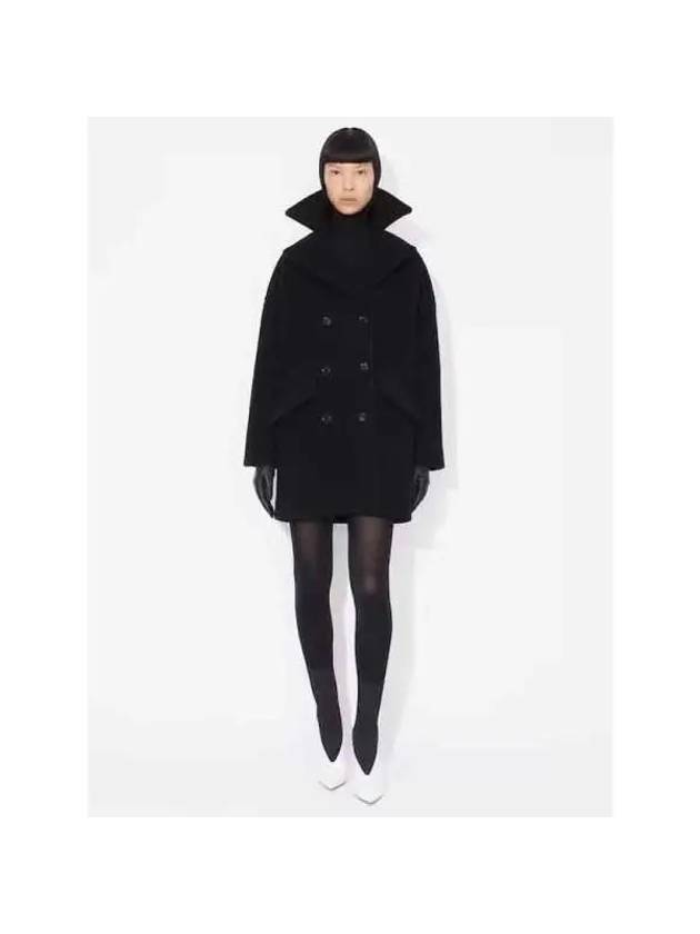 Classic Collar Flap Pocket Virgin Wool Double Coat Black - ALAIA - BALAAN 3