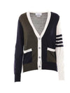 Funmix Fine 4 Bar V-neck Merino Knit Cardigan - THOM BROWNE - BALAAN 2