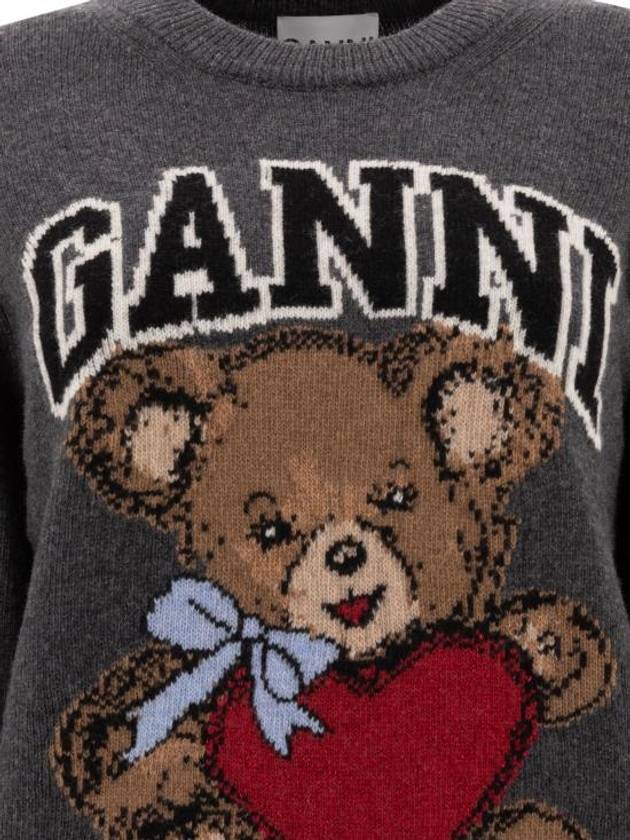 Graphic Bear Knit Top Grey - GANNI - BALAAN 4