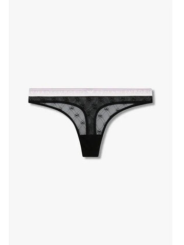 UNDERWEAR Women s Eagle Pattern Mesh Thong Black - EMPORIO ARMANI - BALAAN 1