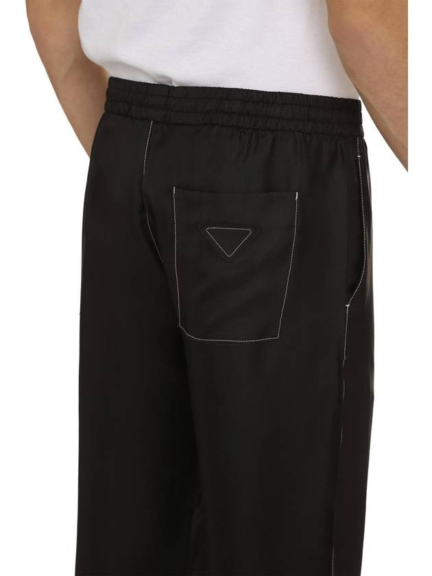 Stitched Silk Straight Pants Black - PRADA - BALAAN 6