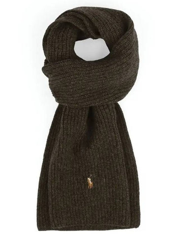 Pony embroidery knit wool muffler dark brown - POLO RALPH LAUREN - BALAAN 1