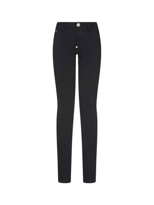 Women s Leather Logo Patch Jegging Pants Black - PHILIPP PLEIN - BALAAN 1