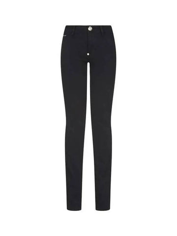 Women s Leather Logo Patch Jegging Pants Black - PHILIPP PLEIN - BALAAN 1