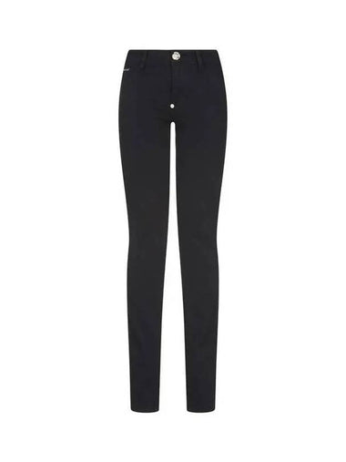 Women s Leather Logo Patch Jegging Pants Black - PHILIPP PLEIN - BALAAN 1