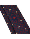 Interlocking GG Pattern Bee Print Tie Navy Red - GUCCI - BALAAN 8