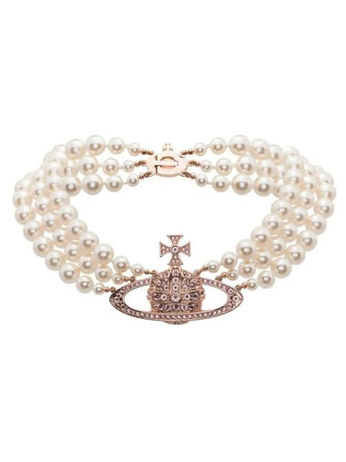 Three Raw Pearl Bath Relief Choker Necklace Pink Gold - VIVIENNE WESTWOOD - BALAAN 1