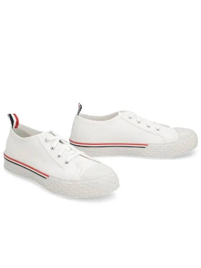 Striped Trim Lace-up Low Top Sneakers White - THOM BROWNE - BALAAN 2