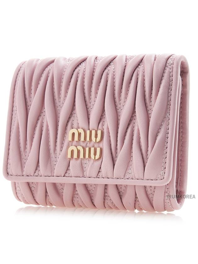 Matelasse Logo Nappa Leather Half Wallet Alabaster Pink - MIU MIU - BALAAN 3