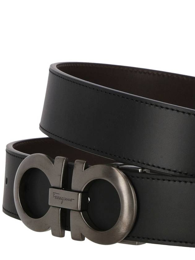 Gancini Reversible Adjustable Leather Belt Black Dark Brown - SALVATORE FERRAGAMO - BALAAN 5