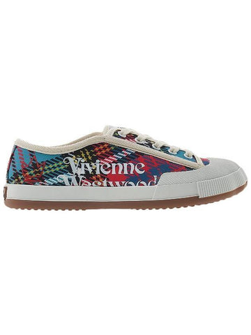 Tartan Logo Print Low Top Sneakers - VIVIENNE WESTWOOD - BALAAN 1