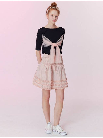 Shining shirring mini A line skirt peach pink - OPENING SUNSHINE - BALAAN 2