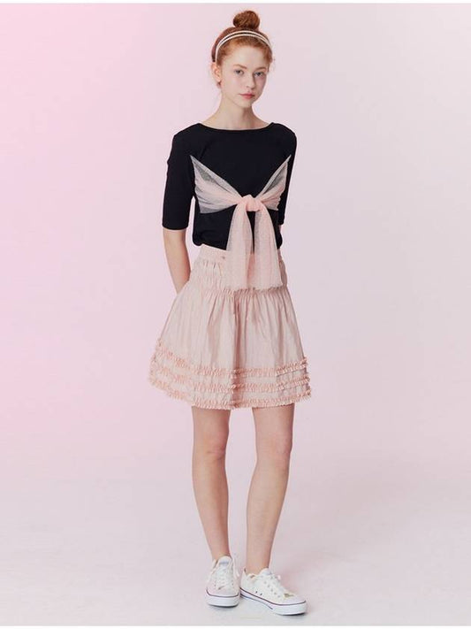 Shining shirring mini skirt_Peach pink - OPENING SUNSHINE - BALAAN 1
