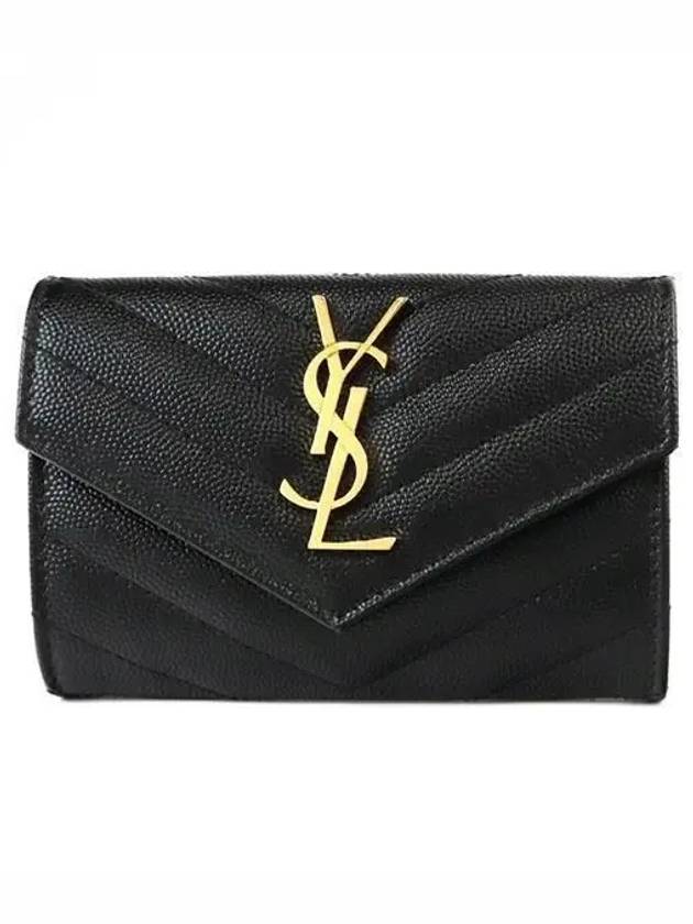 Monogram Envelope Small Half Wallet Black Gold - SAINT LAURENT - BALAAN 2