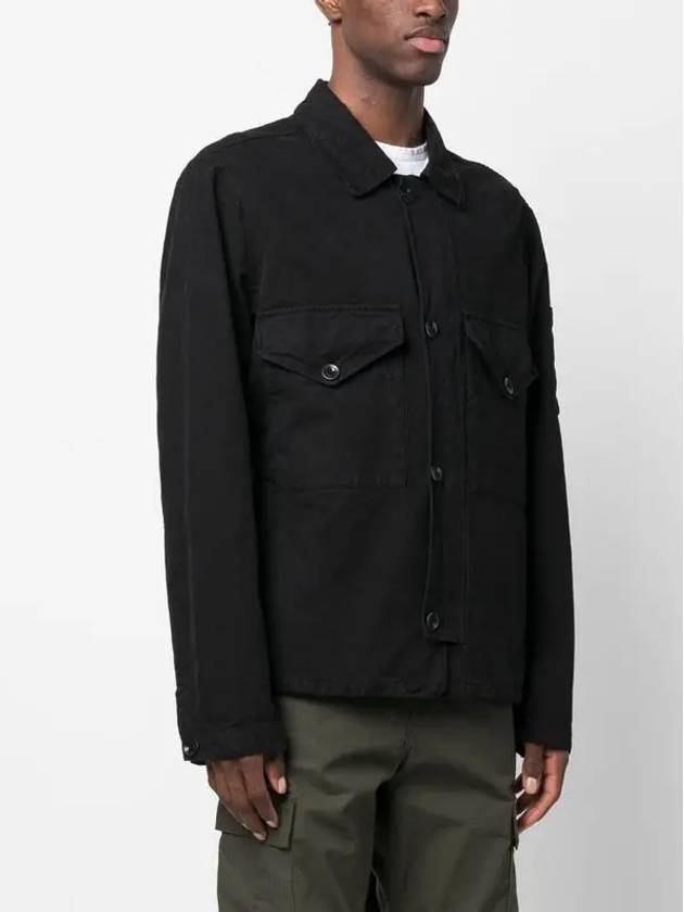 Lens Wappen Two Pocket Collar Cotton Jacket Black - CP COMPANY - BALAAN 4