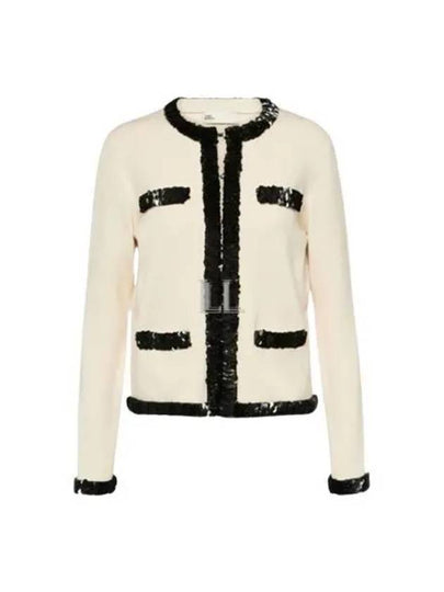 Kendra Wool Sequin Cardigan White - TORY BURCH - BALAAN 2