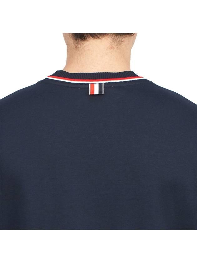 Logo Tab RWB Stripe Trimming Knit Top Navy - THOM BROWNE - BALAAN 7