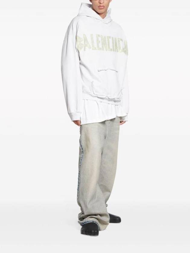 Tape Type Ribbed Pocket Large Fit Hoodie White - BALENCIAGA - BALAAN 4