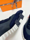 Mesh Bouncing Suede Goatskin Low Top Sneakers Navy - HERMES - BALAAN 8