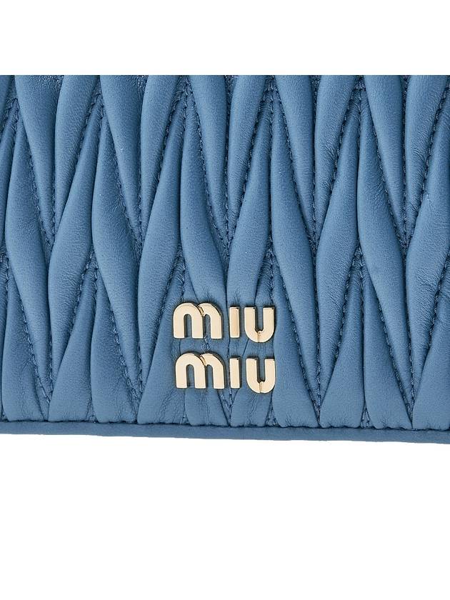 Women's Matelasse Logo Nappa Leather Shoulder Bag Blue - MIU MIU - BALAAN 7