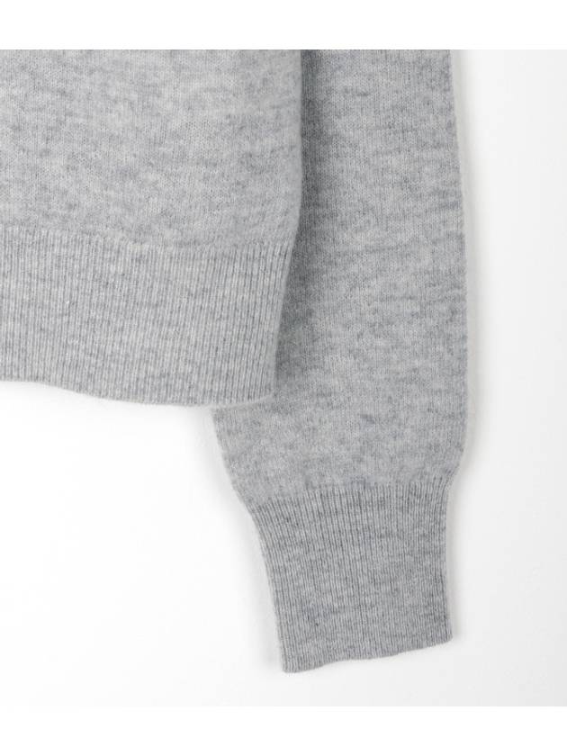 Face Patch Crop Cardigan Light Grey Melange - ACNE STUDIOS - BALAAN 6