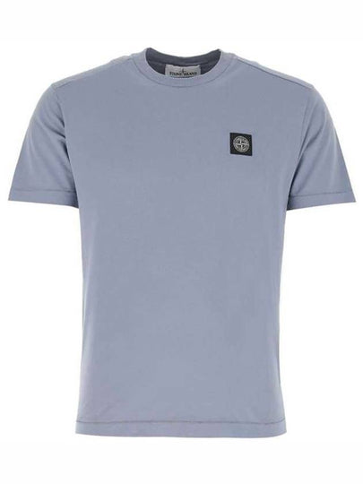 Logo Patch Short Sleeve T-Shirt Blue Grey - STONE ISLAND - BALAAN 2