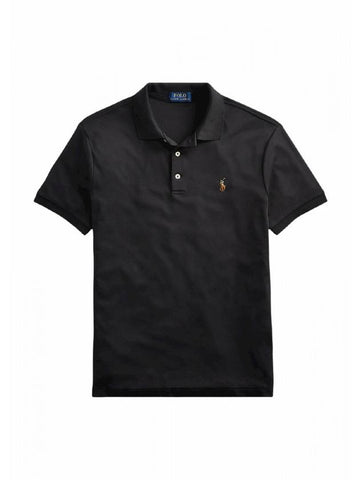 Men's Colorful Pony Embroidery PK Shirt Black - POLO RALPH LAUREN - BALAAN.