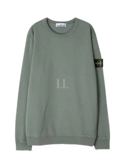 Brushed Cotton Fleece Garment Dyed Crewneck Sweatshirt Sage Green - STONE ISLAND - BALAAN 2