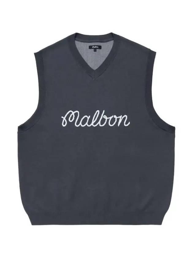 Malbon Men s Nettle Knit Vest Seaport Blue M 7997 SBL - MALBON GOLF - BALAAN 1