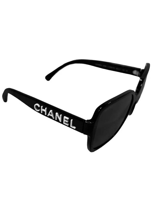 Sunglasses CH5408 1026S4 Square White Lettering Black - CHANEL - BALAAN 5