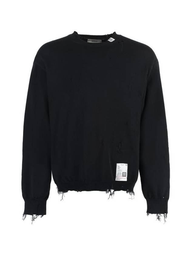 Distressed Cotton Long Sleeve T-shirt Black - MIHARA YASUHIRO - BALAAN 1