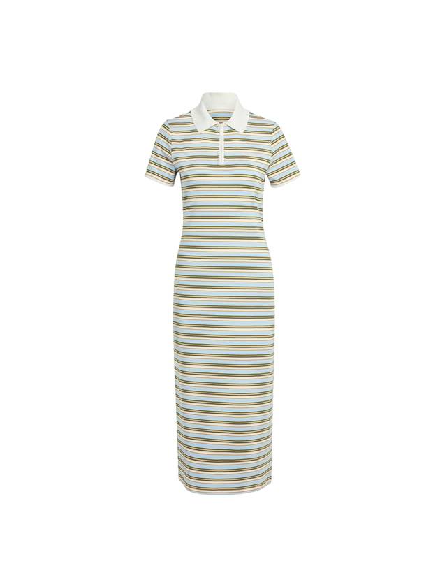 80S Striped Polo Midi Dress Sky Blue - ADIDAS - BALAAN 1