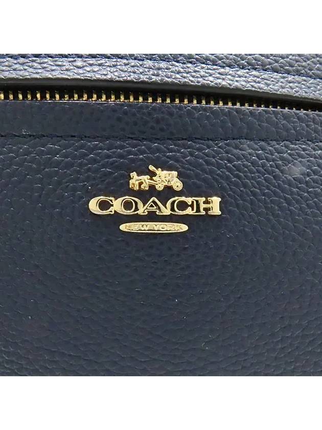 58874 Navy leather satchel tote bag shoulder strap 2WAY - COACH - BALAAN 4