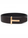 T Buckle Reversible Leather Belt Black Brown - TOM FORD - BALAAN 2