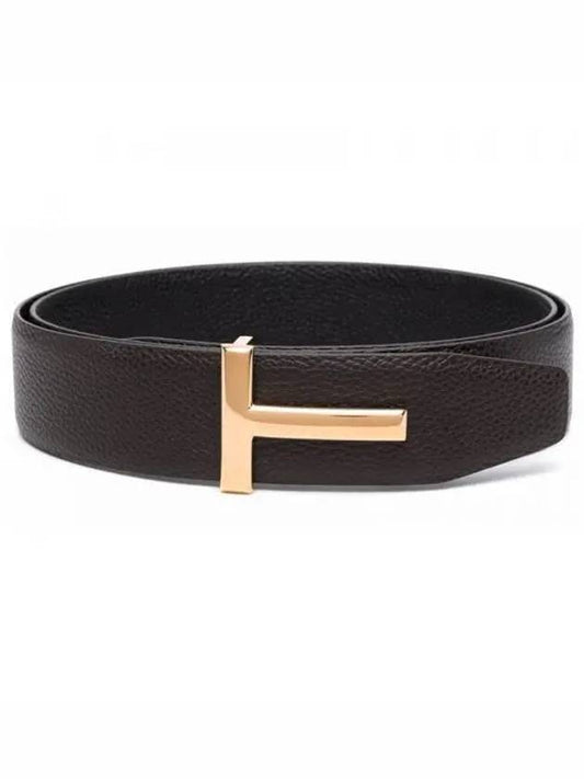 T Buckle Reversible Leather Belt Black Brown - TOM FORD - BALAAN 2