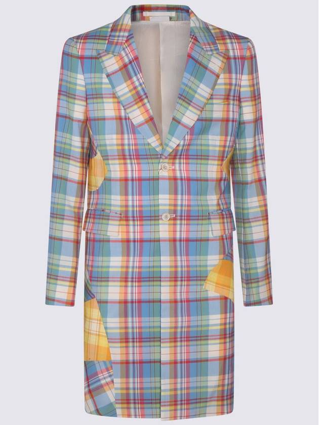 HOMME PLUS BLUE AND YELLOW WOOL BLEND CHECK COAT PKJ0260511 - COMME DES GARCONS - BALAAN 2