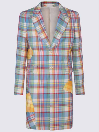 HOMME PLUS BLUE AND YELLOW WOOL BLEND CHECK COAT PKJ0260511 - COMME DES GARCONS - BALAAN 2