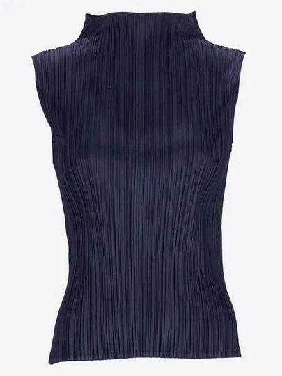 Pleated Mock Neck Sleeveless Navy - ISSEY MIYAKE - BALAAN 2