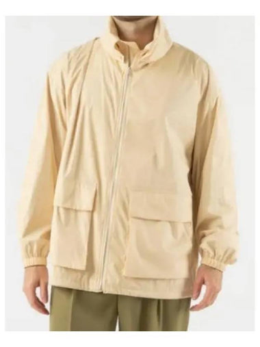 24 HARD TWIST POLYESTER SATIN LA AMINATE ZIP BLOUSON LIGHT BEIGE A24SB02SL laminated - AURALEE - BALAAN 1