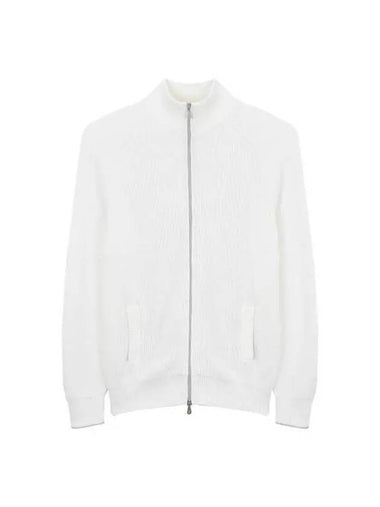 Men s Raglan Sleeve Knit Zip up Cardigan White - BRUNELLO CUCINELLI - BALAAN 1