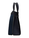 Mini Logo Leather Tote Bag Navy - FENDI - BALAAN 4