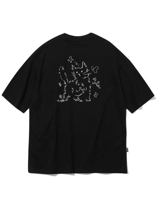 About Love Cat Embroidered Short Sleeve T-Shirt Black - CPGN STUDIO - BALAAN 2